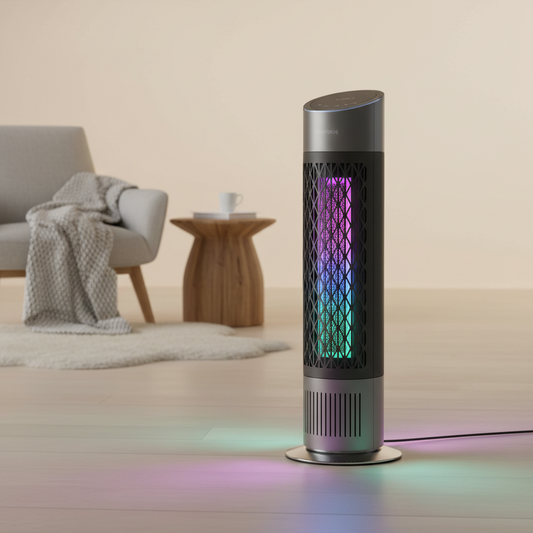 23 inch space heater with colorful LED lights